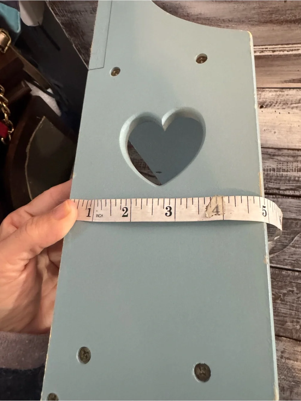 Blue and Cream Heart Wall Shelf with Pegs